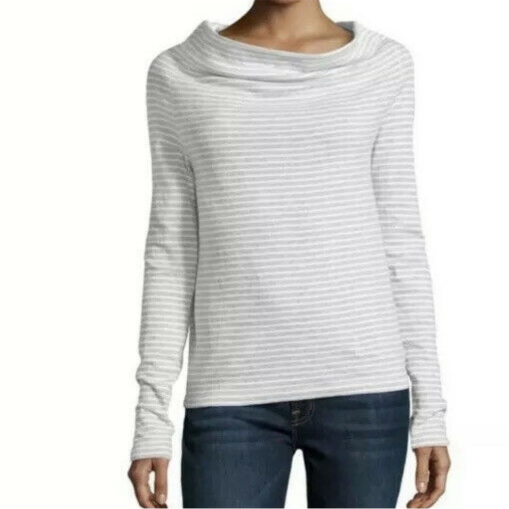 James Perse Striped Cowl Neck Popover L